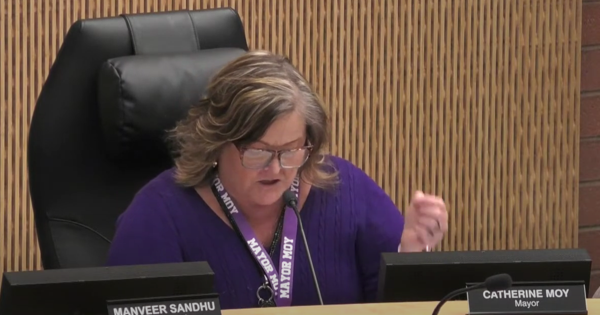 Screencap of mayor Catherine Moy, courtesy of the Fairfield city council meeting January 21st live stream.