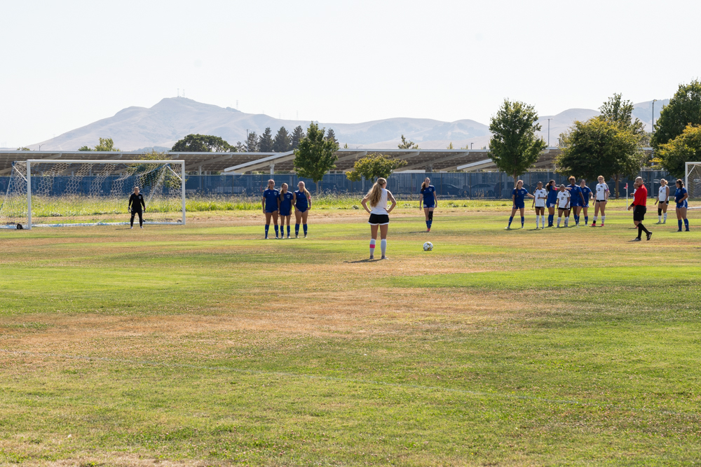 Set piece for opposing team Butte, Solano on defense