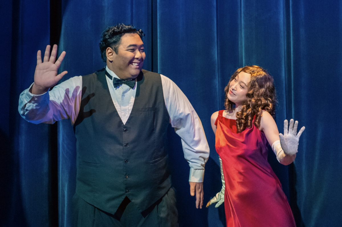 (from left to right) Gyver Bitancor as Billy Lawlor and Alexis Bueno as Peggy Sawyer.